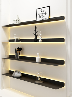 一字板发光墙上展示架壁挂装饰隔板客厅手办层板简约书架置物架