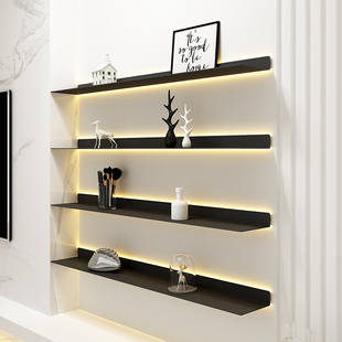 一字板发光墙上展示架壁挂装饰隔板客厅手办层板简约书架置物架
