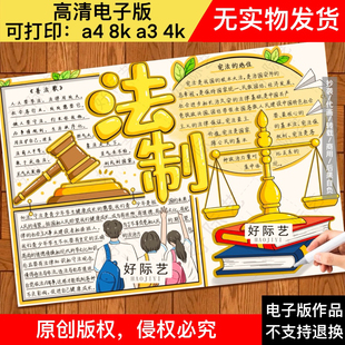 法制手抄报/法治进校园安全/知法守宪法/未成年人保护法/性教育