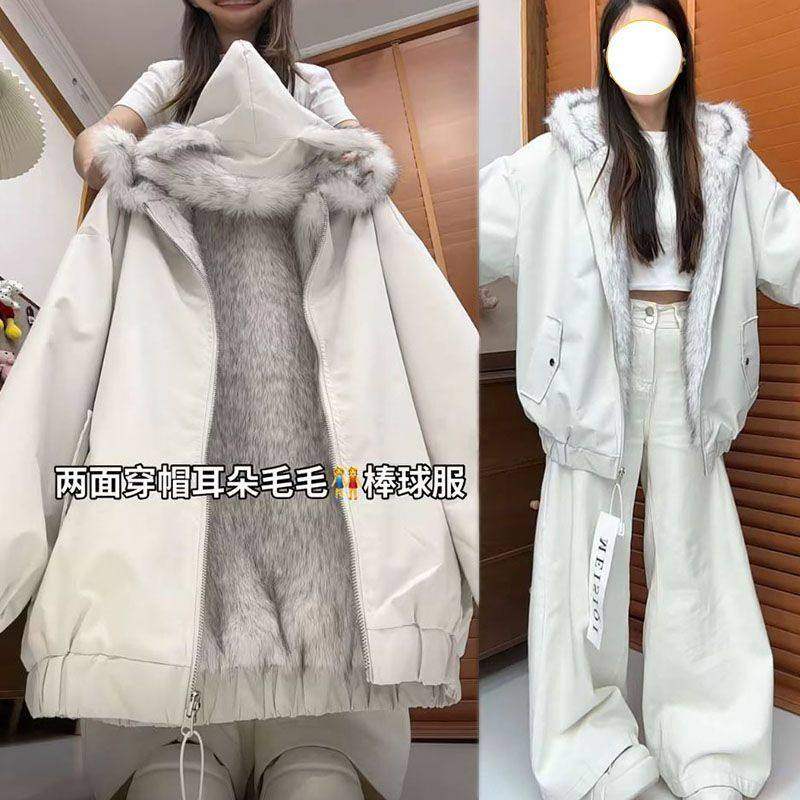 双面穿毛茸毛领座山雕棉服加绒保暖美式外套男女冬季厚棉衣夹克潮,个性定制/设计服务/DIY,棉服工装,淘宝优惠券,粉丝福利购,淘宝优惠卷