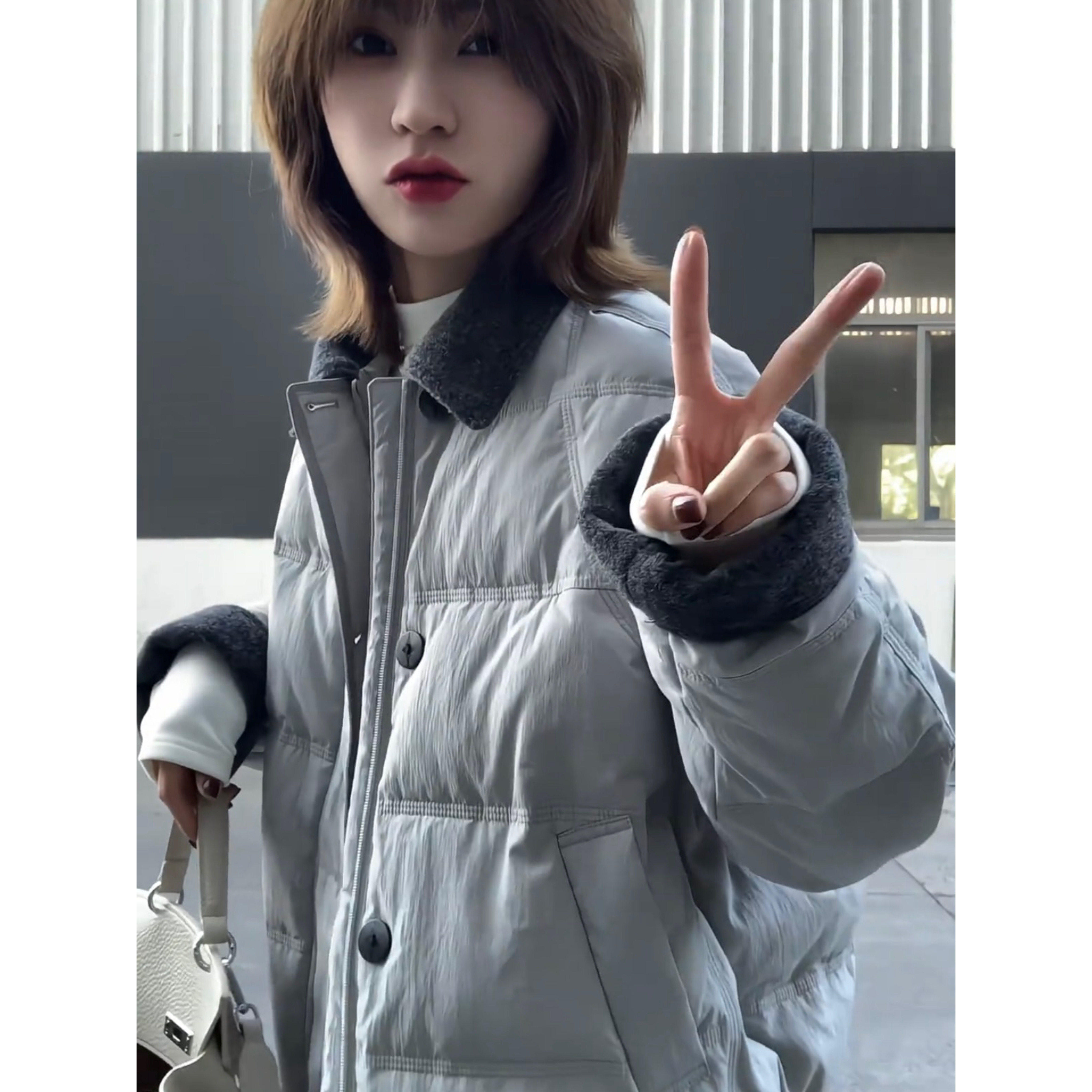 韩系设计感撞色棉服女冬季新款简约气质减龄通勤百搭保暖棉衣外套,个性定制/设计服务/DIY,棉服工装,淘宝优惠券,粉丝福利购,淘宝优惠卷