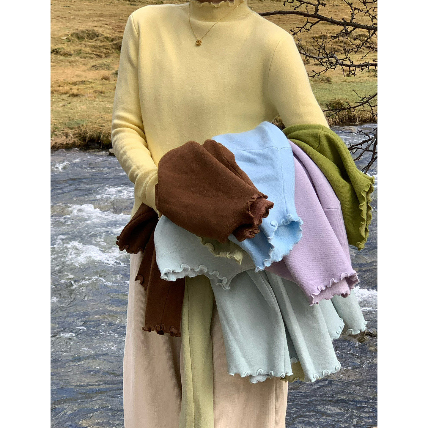 【限时!拍2件99 】秋冬木耳边打底衫女内搭加绒加厚针织衫M131,个性定制/设计服务/DIY,棉服工装,淘宝优惠券,粉丝福利购,淘宝优惠卷