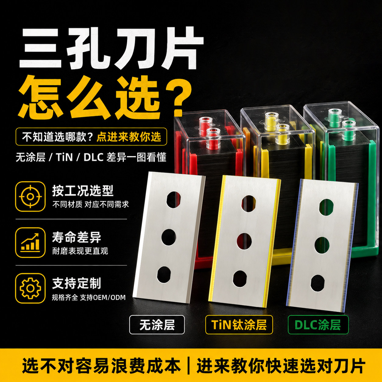 新研发比进口更优的三孔分切刀片