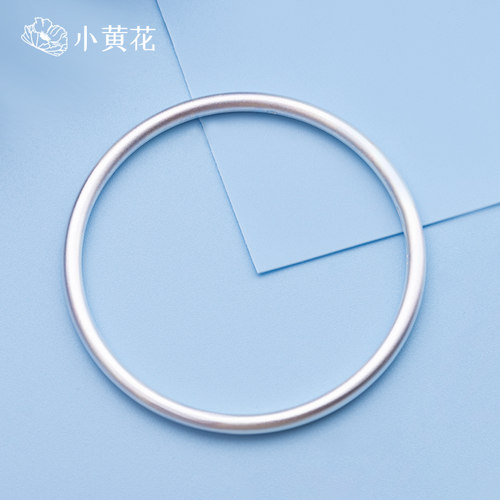 磨砂闭口古法银镯纯银手工制作女