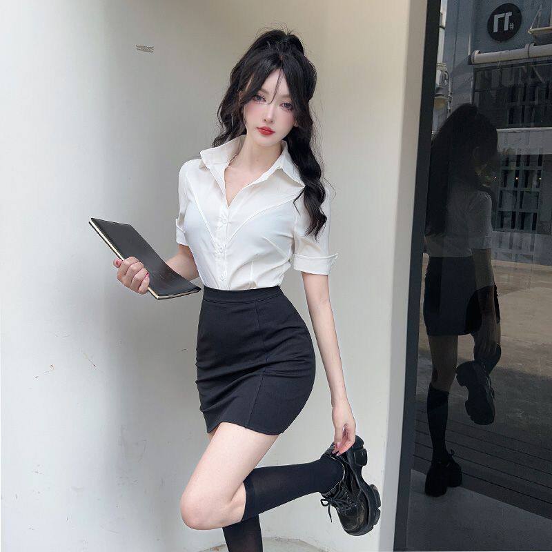 漂亮的御姐有杀气-傻气年轻甜辣jk制服衬衫纯欲风修身显瘦衬衣女