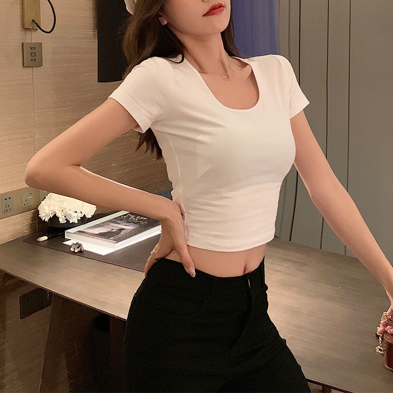 少夫人同款露脐修身短袖T恤女