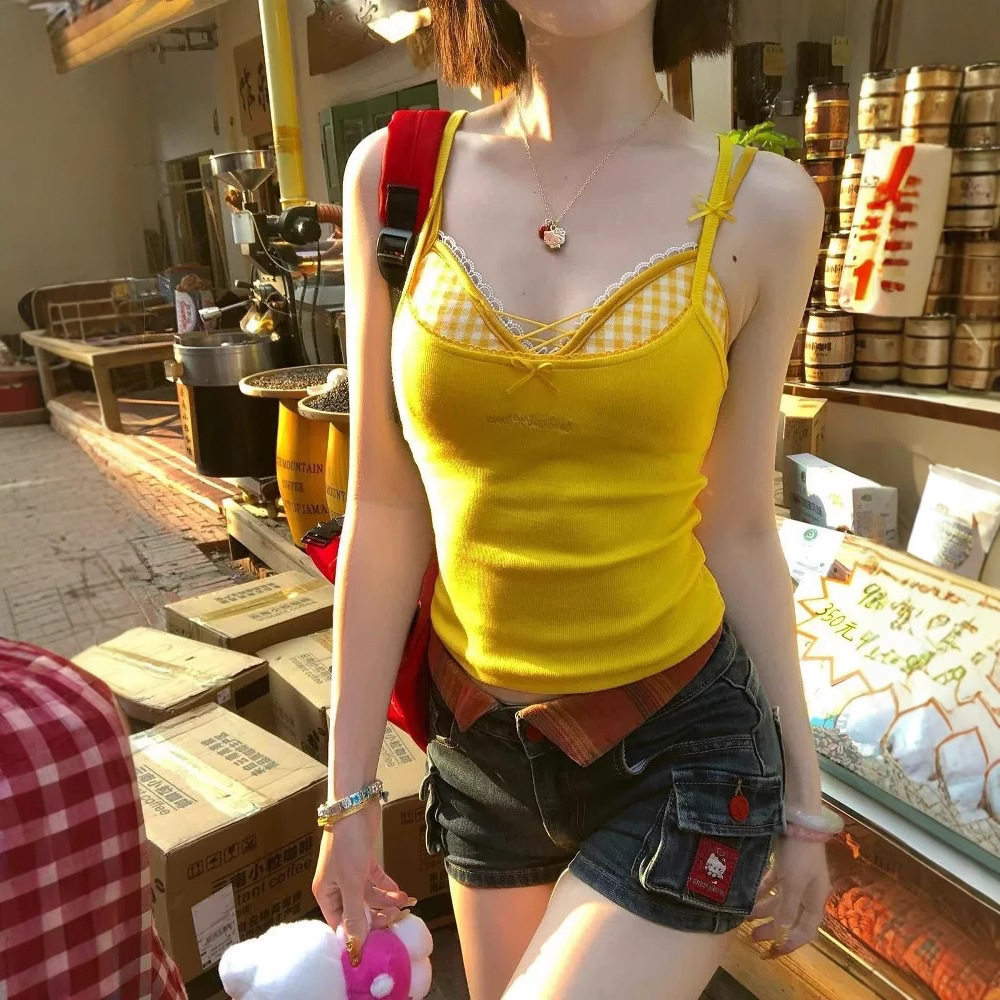 夏季少夫人同款带胸垫蕾丝吊带