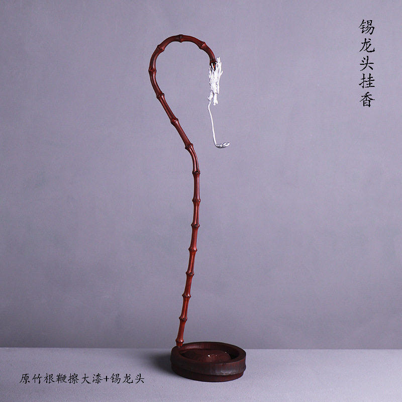 紫竹大漆龙挂香香炉线香器具工艺品龙头挂香炉子手工制作竹子