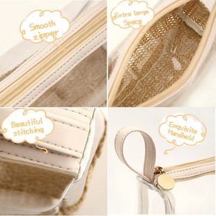 网红多巴胺草编文具盒痛包藏东西的笔袋显眼包手提化妆品收纳手拎