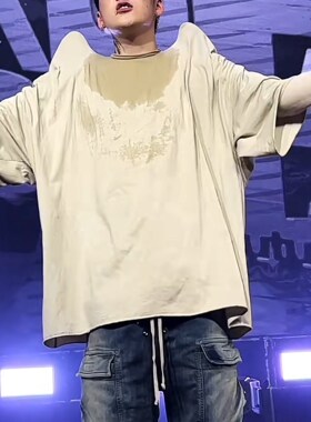 Capper演唱会同款手工定制高垫肩驼峰战衣设计天使肩短袖t恤上衣