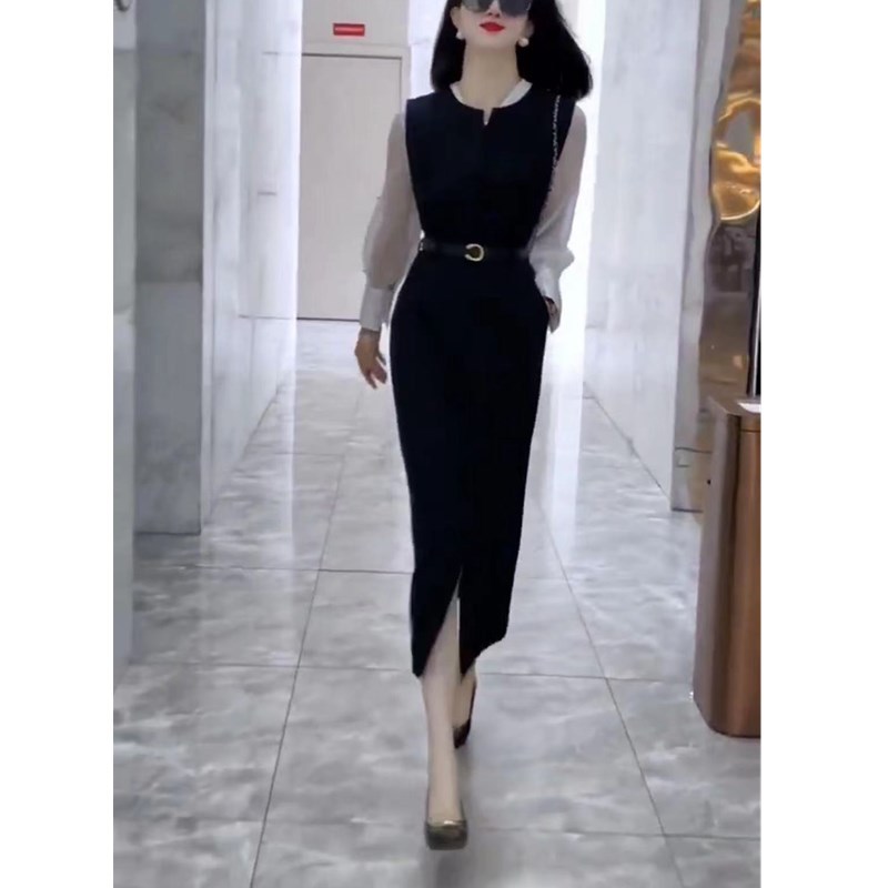 早春同款修身显瘦衬衫高腰套装