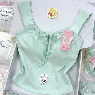 2025新款 方领上衣带胸垫 蝴蝶结绑带吊带背心女辣妹设计感小众无袖