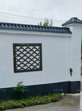 78.5大号方形透窗树脂新中式一体仿古小院墙装饰塑料镂空窗花挂件