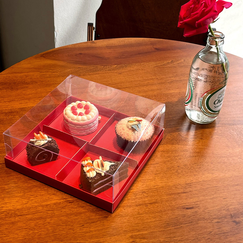 透明零食甜品4粒6粒小蛋糕 甜甜圈下午茶慕斯泡芙水果塔包装盒子