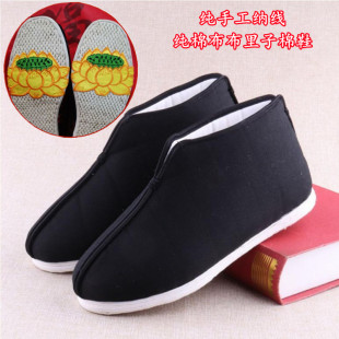 纯棉布里子男女寿鞋 老北京布鞋 老鞋 莲花装 千层底手工满纳布底棉鞋
