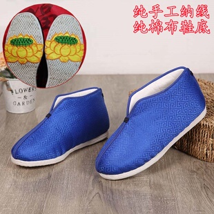 传统冲喜莲花底男女寿鞋 老北京布鞋 纯手工千层底布底鞋 老鞋 老年装