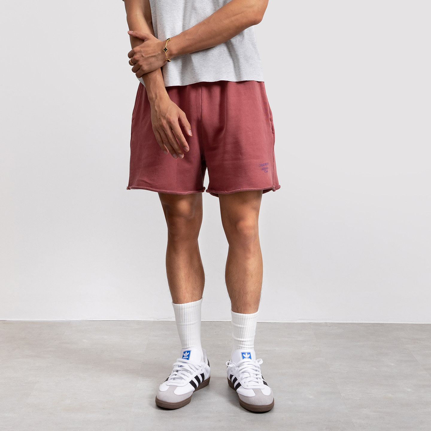 JEMVSUNP水洗做旧卷边短裤男款四分夏季全棉百搭运动通勤休闲裤子