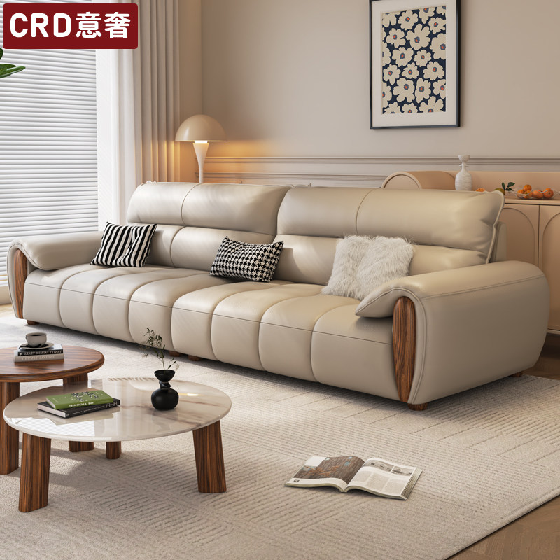 真皮沙发现代简约头层牛皮皮沙发客厅家用钢琴键乌金木直排沙发