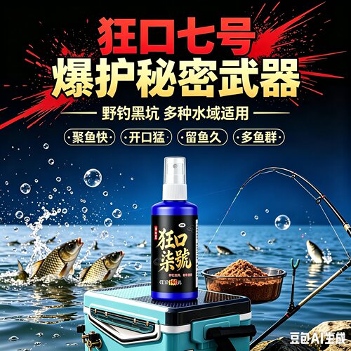 主播同款狂口柒號蓝瓶喷剂钓鱼添加剂鲫鲤青草野钓黑坑鱼饵诱食剂