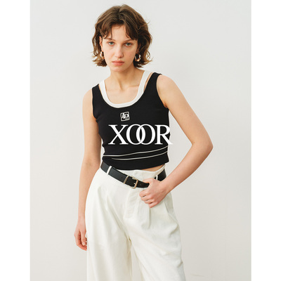XOOR撞色针织短款显瘦背心2026夏