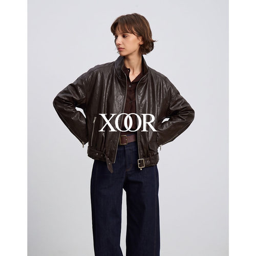 XOOR短款立领皮夹克女显高2026秋