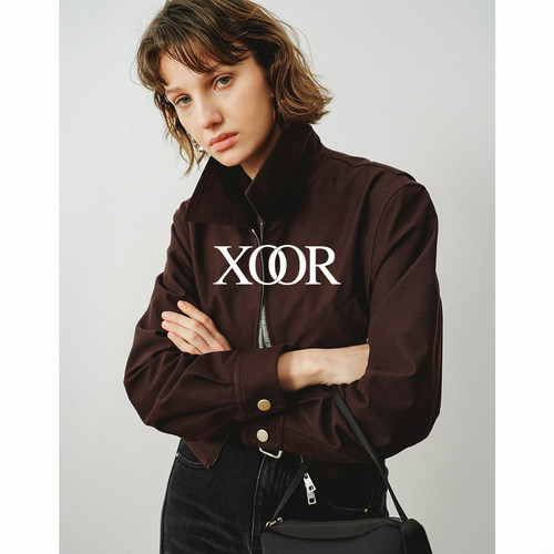 XOOR全棉美式立领短夹克女复古