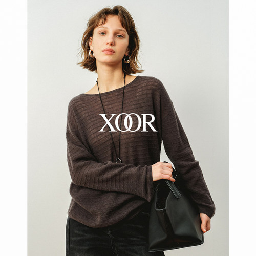 XOOR山羊绒立体条纹女针织衫2026