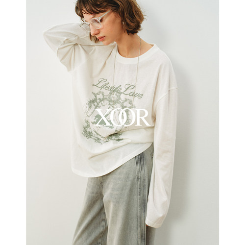 XOOR雪花棉小马骑士长袖T恤女