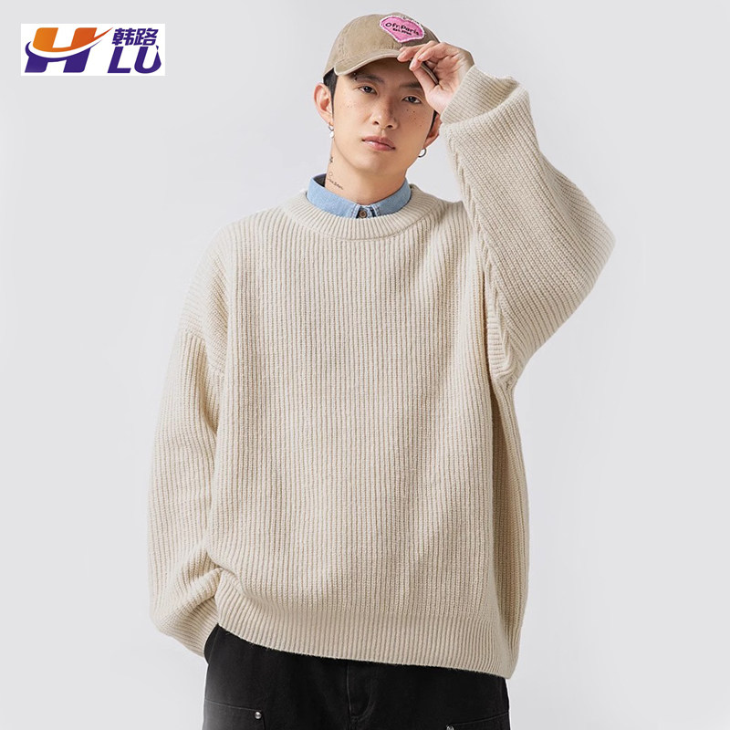 2025VERYt恤T恤男士圆领毛衣翻领针织衫男美式套头宽松外套潮老钱