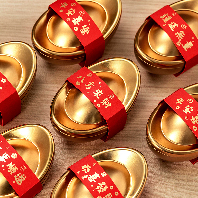 新年金元宝包装盒马口铁罐2026创意糖果巧克力铁盒子礼盒饼干烘焙