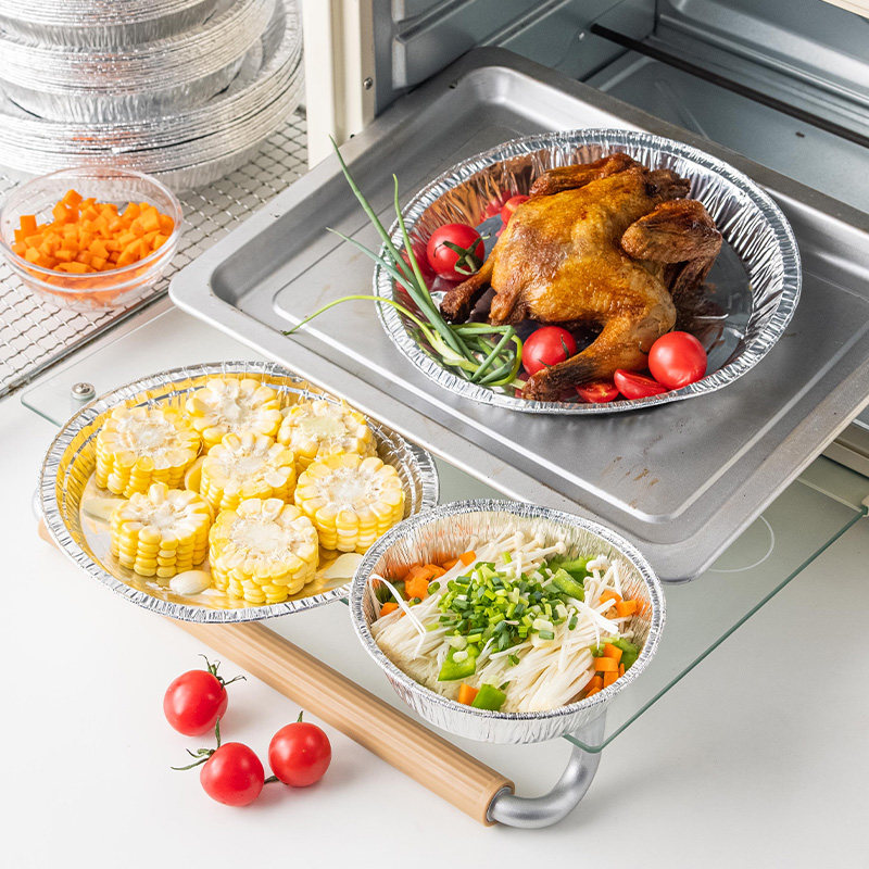锡纸烤箱家用吸油纸食物专用纸锡纸盘烘焙烧烤圆形一次性锡箔纸