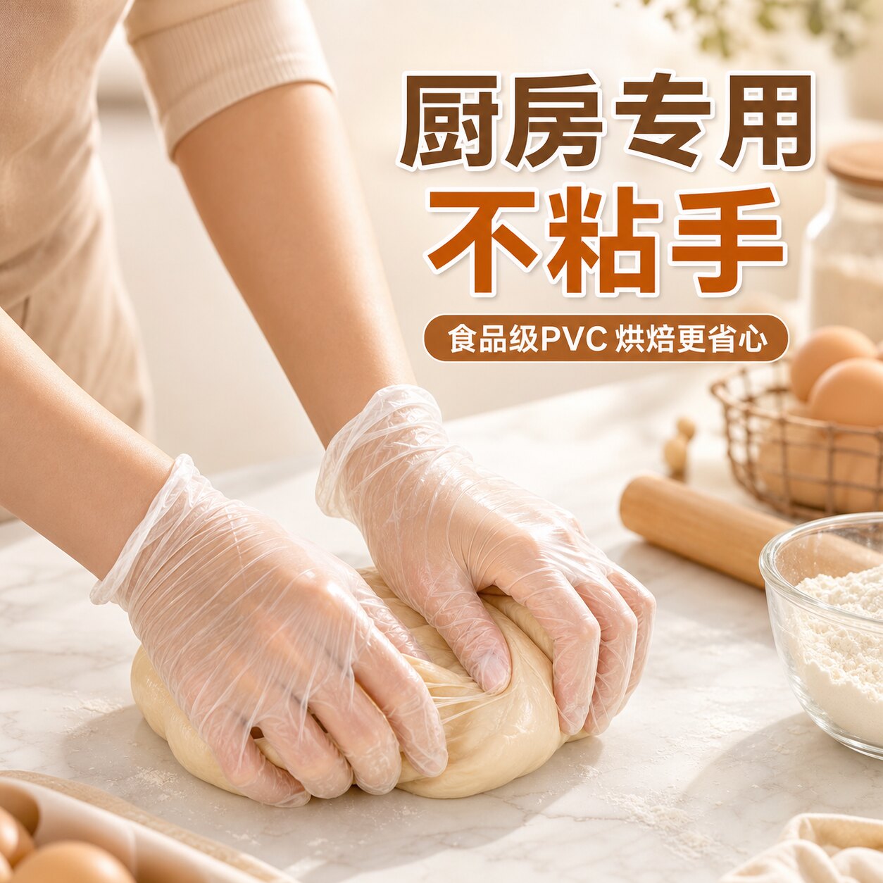 一次性手套食品级专用pvc加厚耐用烘焙做月饼厨房餐饮家用防护