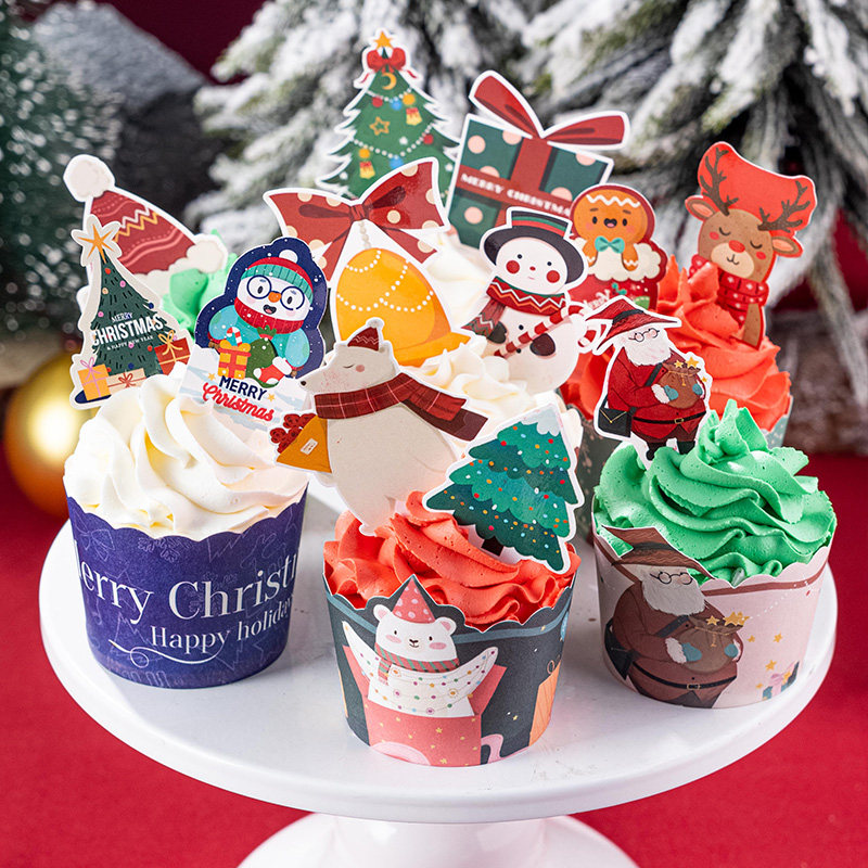 圣诞节蛋糕装饰纸杯蛋糕纸杯摆件装饰品插牌生日蛋糕插牌插件卡纸,节庆用品/礼品,节日装扮用品,淘宝优惠券,粉丝福利购,淘宝优惠卷
