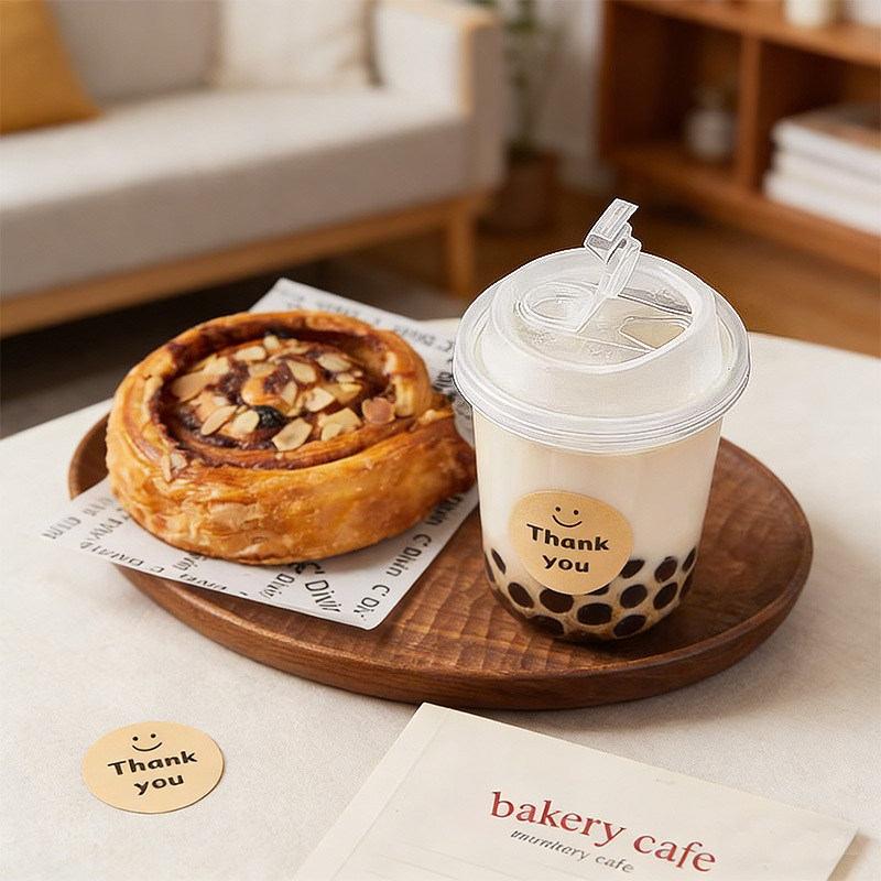 一次性奶茶杯带盖热饮耐高温透明自制咖啡杯饮料杯饮品塑料杯打包
