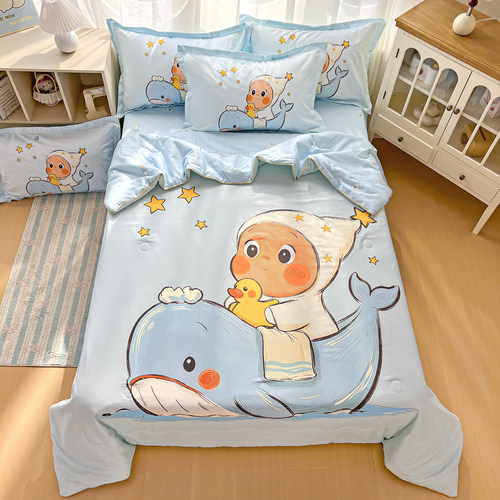 全棉星星海豚卡通儿童夏被套件