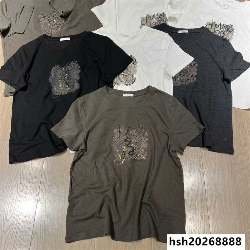 欧洲站2026早秋新款休闲百搭圆领图案提花柔软亲肤短袖上衣T恤女