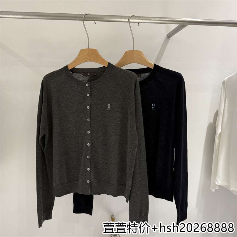 欧洲站2026早秋新款休闲百搭圆领图案刺绣柔软亲肤绵羊毛针织开衫