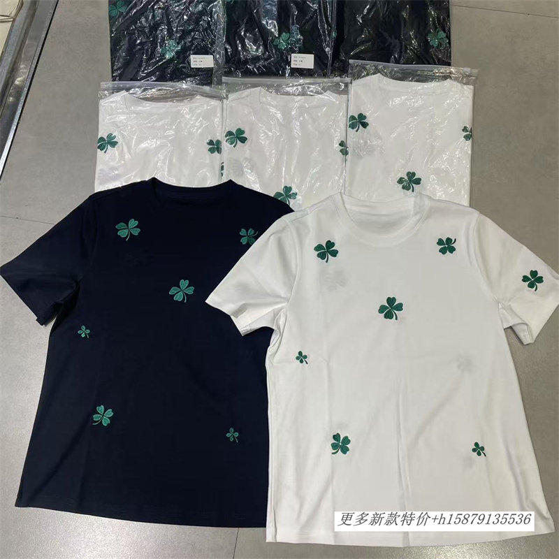 欧洲站2026春季新款树叶刺绣减龄圆领短袖T恤上衣潮款植物花卉女