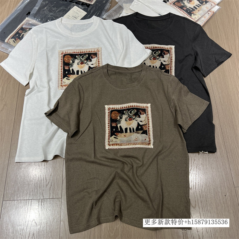 欧洲站2026春季新款卡通印花图案减龄短袖T恤宽松百搭显瘦上衣女