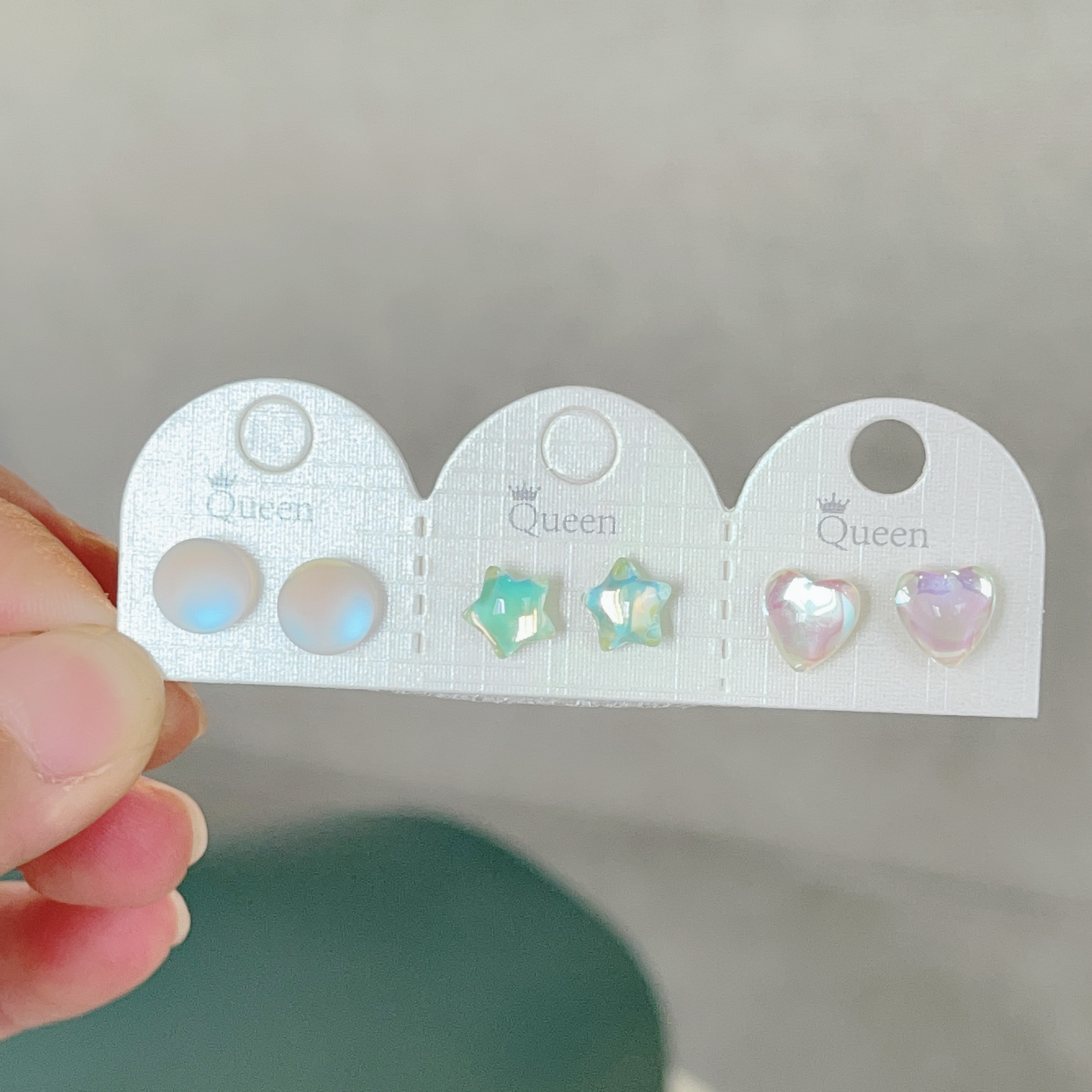 小清新极光爱心耳钉女防过敏生物瓷针养耳洞耳饰甜美学生免摘耳环