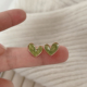 抹茶爱心小巧绿色耳钉精致小清新春夏耳饰油画感耳环女2024年新款