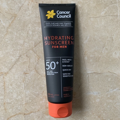 现货澳洲Cancer Council SPF50+ Hydrating男士防晒霜 100ml