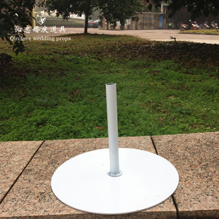 饰摆件橱窗布置 婚庆道具铁艺几何圆形白色底座可拆卸T台路引装