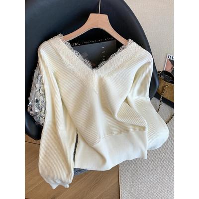 韩系新款蕾丝针织衫打底衫内搭毛衣上衣设计感小众高级感修身气质