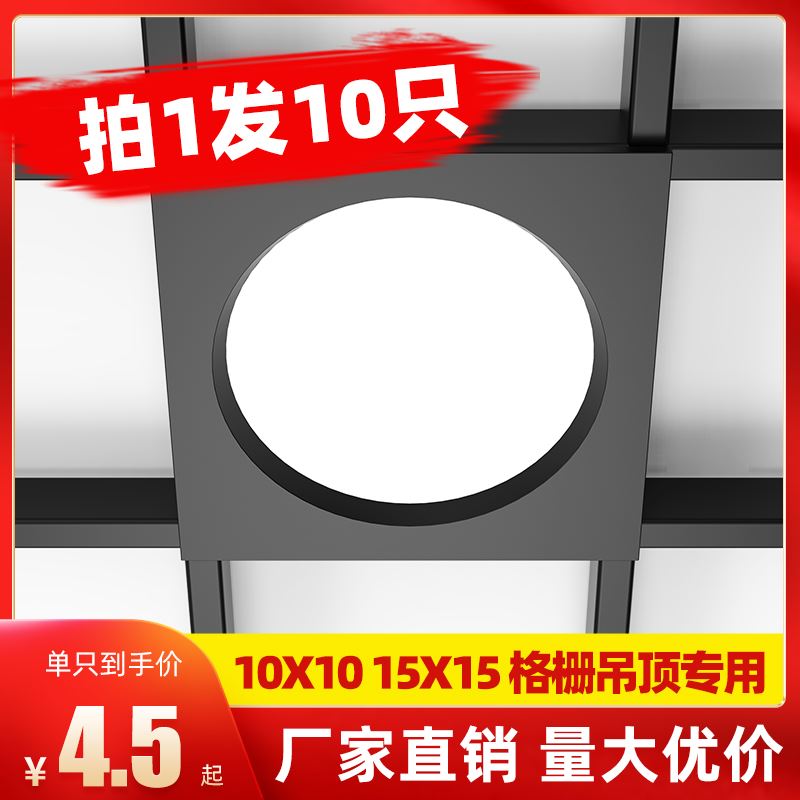 led格栅灯筒灯15x15铝网格吊顶双头10*20黑色葡萄架专用方形射灯