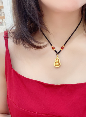 短款颈链葫芦吊坠女仿黄金色项链