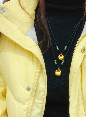 铜合金小胖福编绳项链男女款实心胖福吊坠金店同款原创编绳可定制