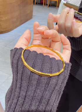 仿黄金镀金沙金手镯女素圈碎冰冰