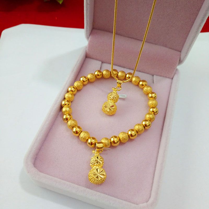 小葫芦镀金项链越南沙金饰品锁骨链欧币仿黄金链子女友礼物不褪色