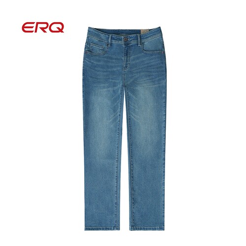 ERQ901中腰宽松直筒牛仔男裤弹力